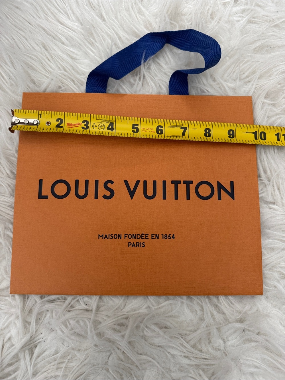 Louis Vuitton Orange Shopping Bag with Blue Handles - Picture 4 of 5